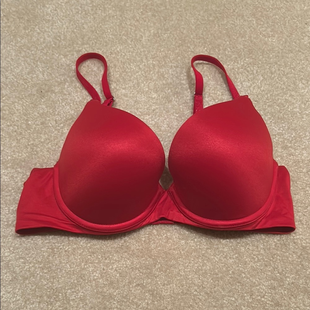 aerie real sunnie Demi Red Underwire Bra with Molded Cups and Adjustable Straps